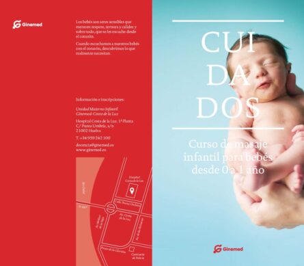 Cartel curso de masaje infantil para bebés desde 0 a 1 año