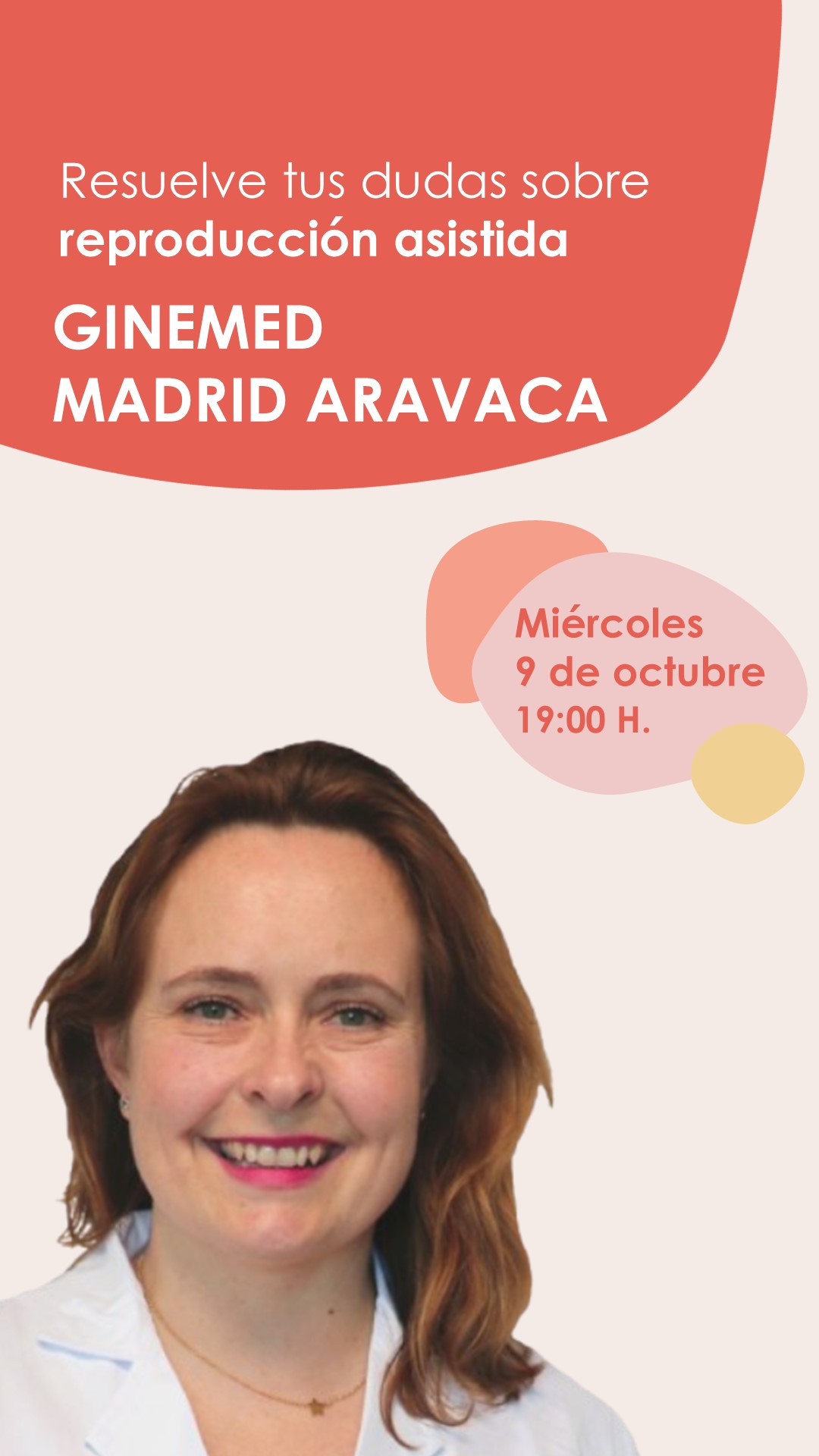 Instagram Live desde Ginemed Madrid Aravaca sobre fertilidad el 9 de octubre